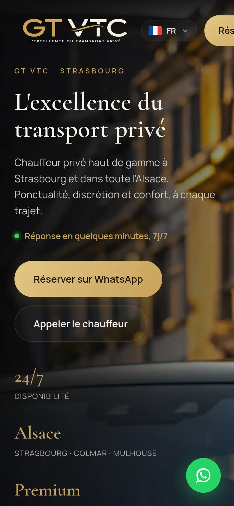 Site GT VTC sur smartphone