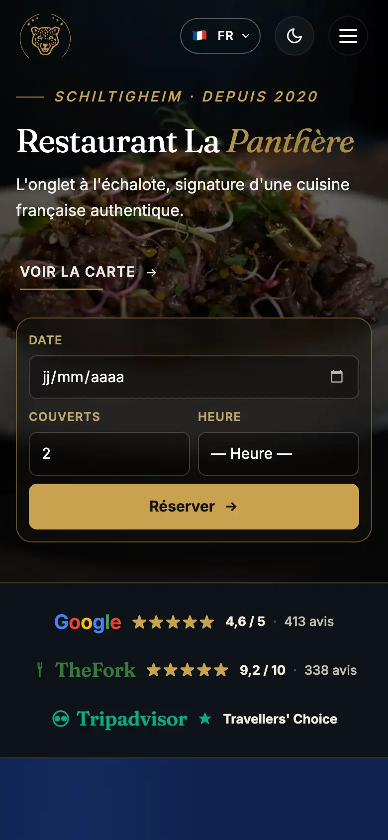 Site La Panthère sur smartphone